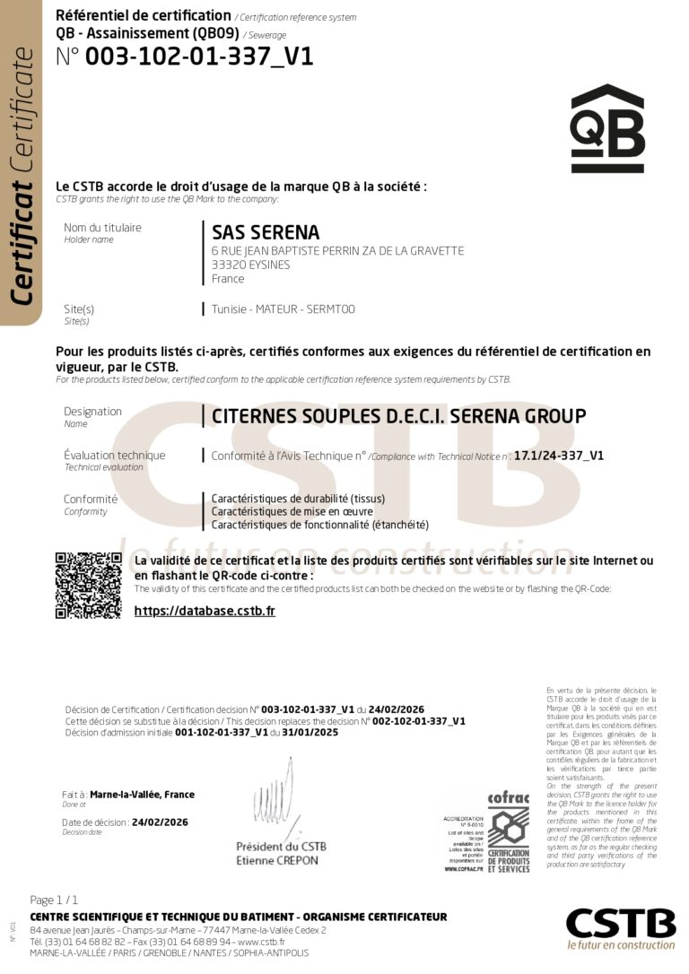 Citerne Souple Certifiée